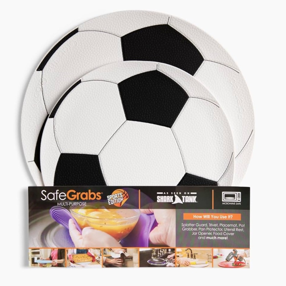 NWT Safe Grabs Multi-Purpose Silicone Microwave Mat - Sports Edition Soccer Ball